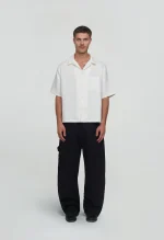 545 LINEN BOWLING SHIRT PURE WHITE