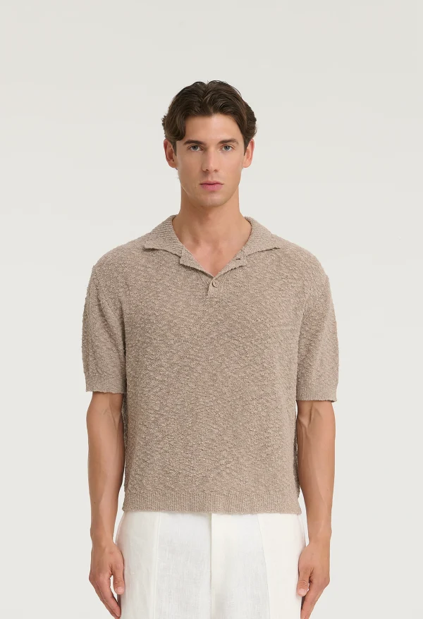 545 BOUCLÉ POLO SHIRT BEIGE SAND