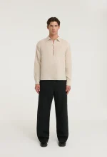545 PURE LINEN HALF BUTTON SHIRT SAND
