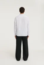 545 PURE LINEN HALF BUTTON SHIRT PURE WHITE