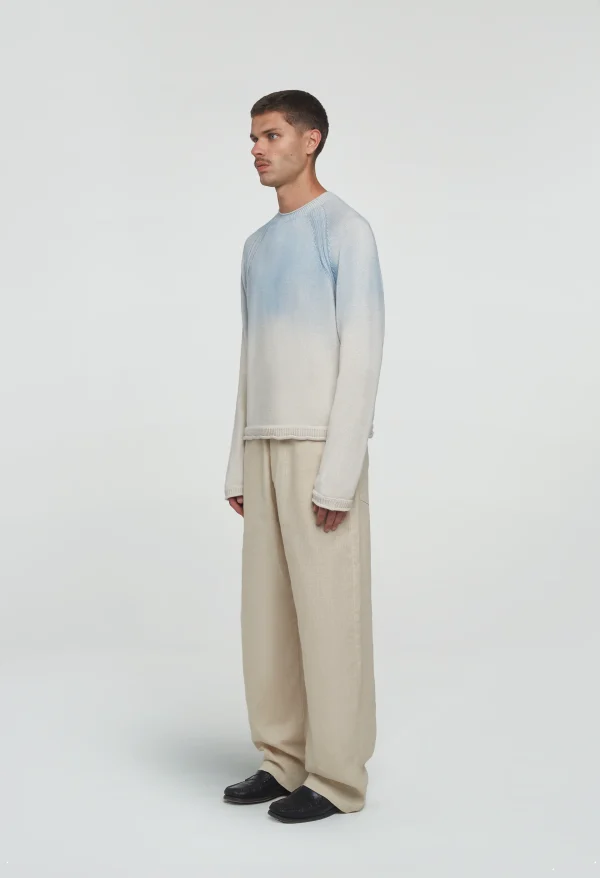 545 LINEN FADED SWEATER OCEAN BLUE