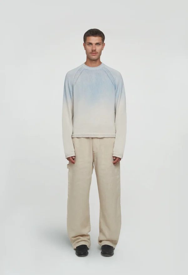 545 LINEN FADED SWEATER OCEAN BLUE