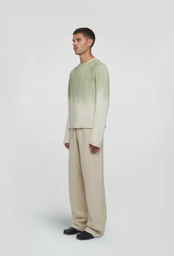 545 LINEN FADED SWEATER PALM GREEN