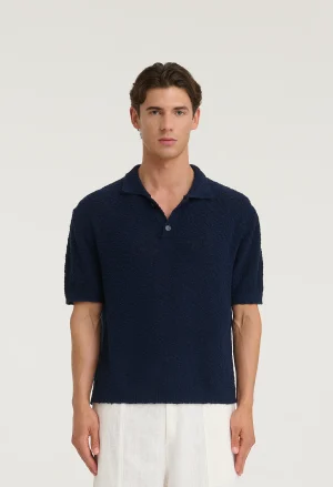 545 BOUCLÉ POLO SHIRT DARK NAVY