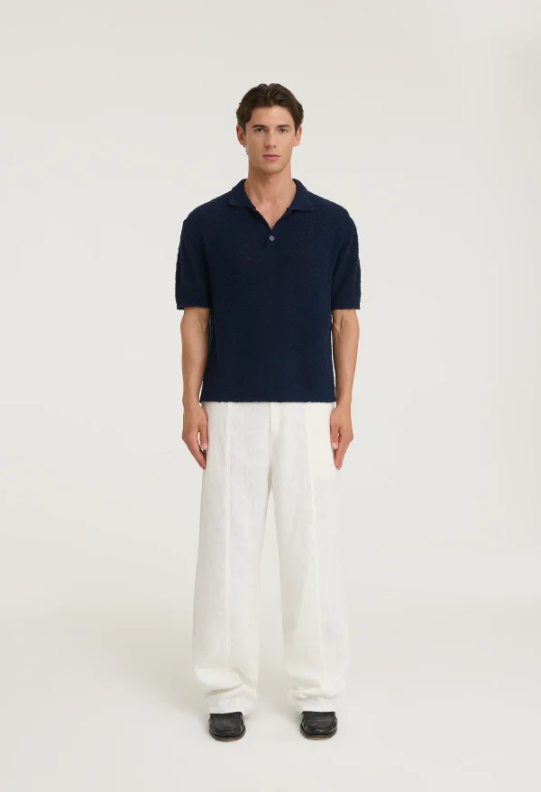 545 BOUCLÉ POLO SHIRT DARK NAVY