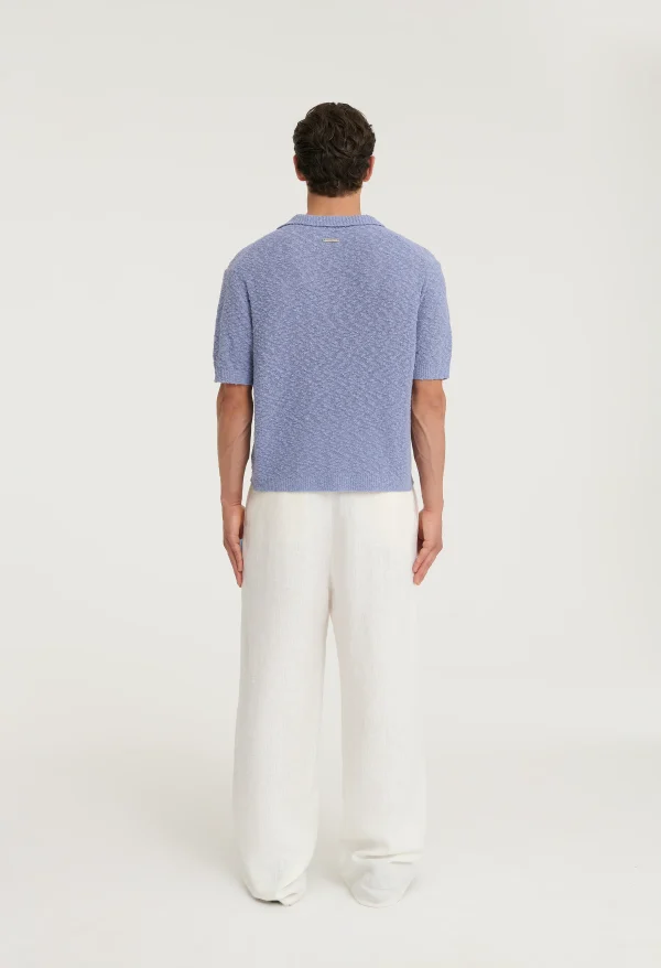 545 BOUCLÉ POLO SHIRT LIGHT BLUE
