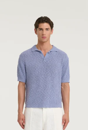 545 BOUCLÉ POLO SHIRT LIGHT BLUE