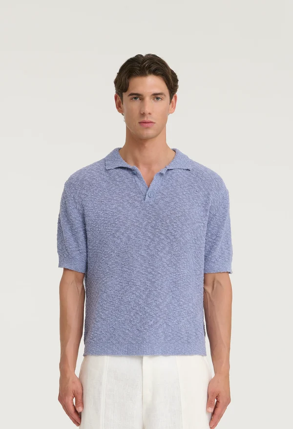 545 BOUCLÉ POLO SHIRT LIGHT BLUE