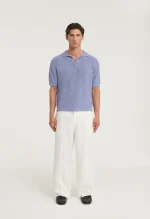 545 BOUCLÉ POLO SHIRT LIGHT BLUE