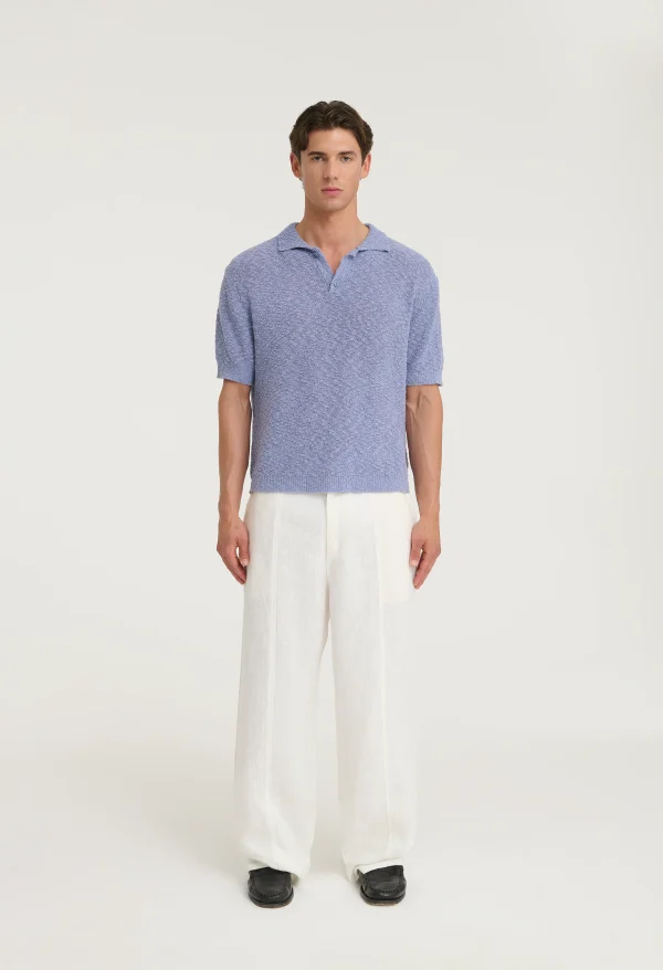 545 BOUCLÉ POLO SHIRT LIGHT BLUE