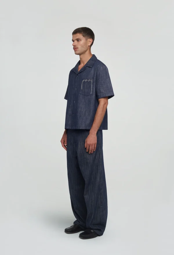 545 LIGHTWEIGHT RAW DENIM BOWLING SHIRT