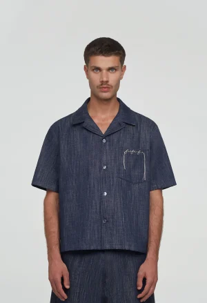 545 LIGHTWEIGHT RAW DENIM BOWLING SHIRT