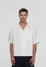 545 LINEN BOWLING SHIRT PURE WHITE