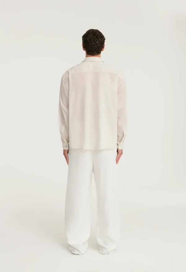 545 ULTRALIGHT STRIPED LOGO SHIRT SAND
