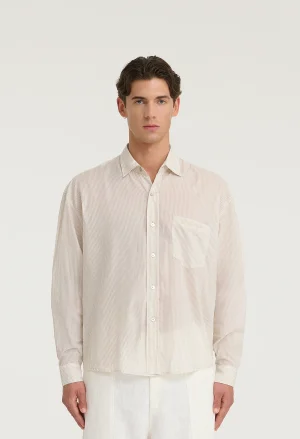 545 ULTRALIGHT STRIPED LOGO SHIRT SAND