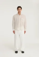 545 ULTRALIGHT STRIPED LOGO SHIRT SAND