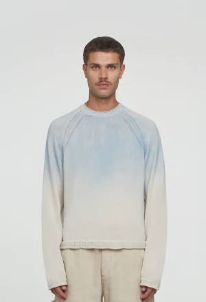 545 LINEN FADED SWEATER OCEAN BLUE