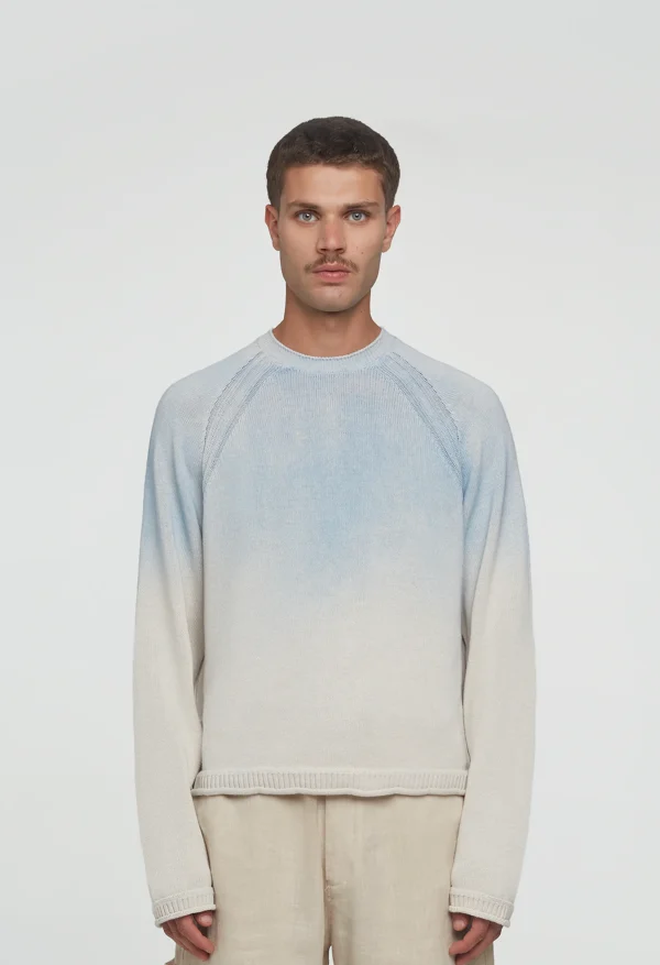 545 LINEN FADED SWEATER OCEAN BLUE
