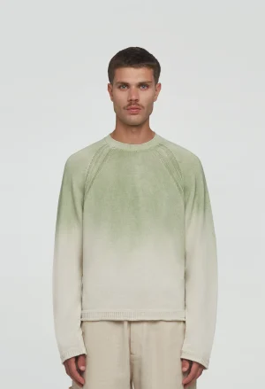 545 LINEN FADED SWEATER PALM GREEN
