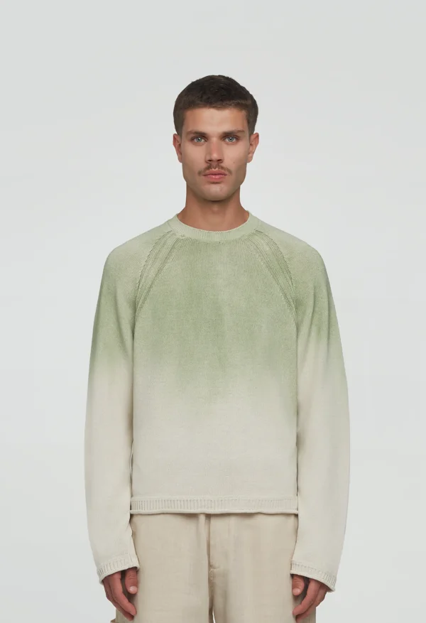 545 LINEN FADED SWEATER PALM GREEN